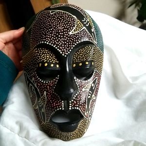 COPY 🇺🇦 Hand Painted Wooden Face Mask Tribal Aboriginal Collectible Item New